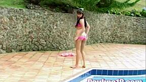 Paulina 18 Rubs Great Pussy Hard At Pool With Boobs Fingering And Outdoor Orgasm!