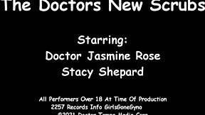 Doctors try new scrubs as stacy shepard and jasmine rose explore behind scenes.