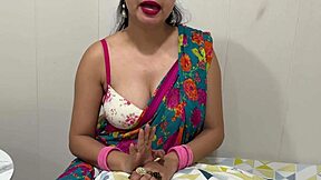 Indian step mother in kitchen roleplay with dirty talk in hindi gets horny for not son!