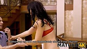 Red bra mature gets bonked by horny stepson! 🔥😈