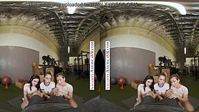 Can sexy babes Kyler Quinn and Paige Owens really tag team that gym stud?