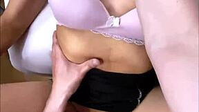 Petite tetona with big tits gets missionary pounding after school in cheating creampie orgasm.