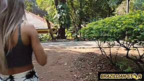 why not fuck that curvy novinha hard in the bushes with big cock pounding?