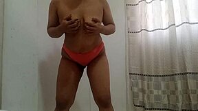 My step daughter dances sexy, getting naked with her wet pussy visible. She looks so juicy.