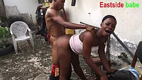 Ebony chubby milf takes big black cock deepthroat and creampie in outdoor hardcore banging?