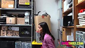 emily stole from office and now petite teen gets banged by horny police with big cock blowjob 😱