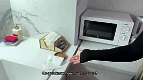 The young 18+ landlady in stockings hasn't had sex for ages. I end up fucking her instead of paying rent.