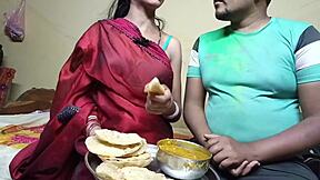 Intense first time Indian festival Holi celebration fucking with neighbor wife outdoors