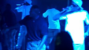 ebony teen in big ass lingerie does striptease at night club party then swallows interracial facial after anal with monster cock