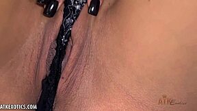 gia vendetti gets soaking wet while playing with her toy in a solo session