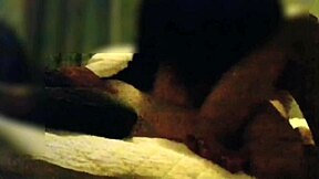 Sexy wife in red lingerie tempts for secret sex with cowgirl riding and handjob close up