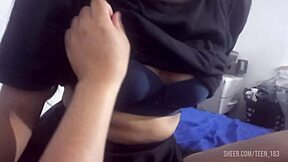 Teen slim 18 year old fondles perfect tits in pov homemade riding orgasm