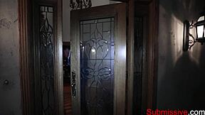 Stella Raee blindfolded and bound while rich older men dominate her in hardcore group fucking.