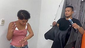 rica india trades haircut for wild brazilian latina pussy licking and rough gaping fuck with monster cock creampie in bedroom