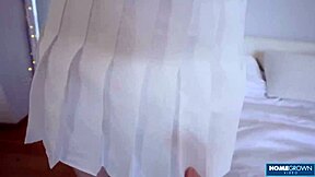 pale petite stepsister shina ryen gets bent over doggystyle and missionary fucked by hung stepbrother in quickie lingerie pov