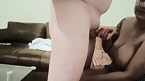 She's giving this old man an intense titsjob and deepthroat on his hard cock until he cums... 😍 What a wild couple moment!