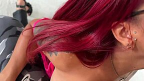 redhead milf latina with glasses DEEPTHROATS big cock and RIMS in pov. she fists and chokes on monster dick.