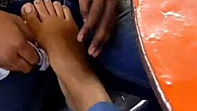 Licking her feet turns into my wildest fantasy at the party