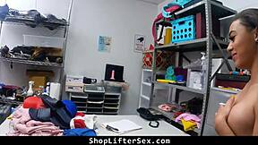 teen shoplifter gets caught red handed in the garage and punished roughly by officer