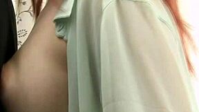 barely legal spanish redhead teen gives deepthroat blowjob and handjob to her friend.