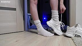 are these delicate legs in sneakers what you've been waiting for in the shower?