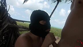 Cintia and Rodrigo enjoy a couple's session on the beach with fetish elements