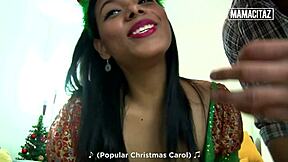 Will this huge tits Latina Andrea Flores cheat on Christmas with her naughty neighbor?