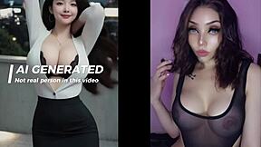 Korean teen with big natural tits takes hard anal fucking. She gets a creampie while masturbating in lingerie.