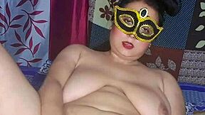 uh i'm this curvy blonde bhabhi with big natural tits and hairy pussy masturbating solo with a dildo moaning loud till i cum wet