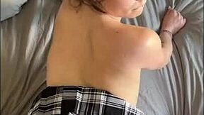 Real community college girl Aleena Che gets bent over, spanked, and fucked in tight pussy action. Teasing leads to intense POV riding.