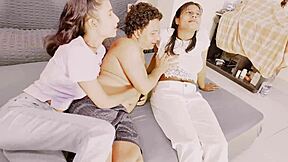 Brunette Joins Sexy Threesome for Deep Anal and Squirting