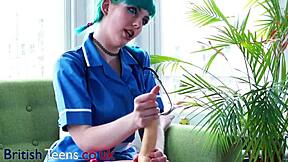 Blue Haired Alternative Nurse Takes Care Of Your Cock In Appointment With Blowjob And Femdom In Hospital Uniform