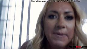 Hey stepmom is serving as my personal maid in the bedroom with her big tits and blonde hair