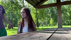 Hey, I was walking in the woods and spotted this bored beauty, so I cheered her up with my dick.