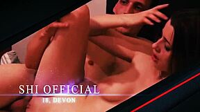 hot british teen 18+ experiences a double team in a group setting