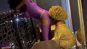 Exclusive full video two horny lesbian teens finger each other on balcony until squirting