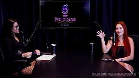 Carla Santos shines in preliminares podcast with Bia Hot part 3 on sheer red