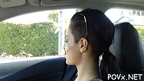 European teen gets rough POV fucking with sloppy blowjob and hardcore pussy action in seductive style.