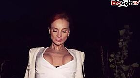 Slim redhead German MILF craves intense POV public fuck on street