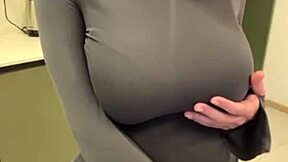 Oh gosh I can't stop jerking off on my stepmoms big milky tits outdoors