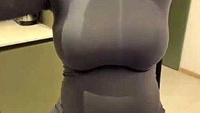 Oh gosh I can't stop jerking off on my stepmoms big milky tits outdoors