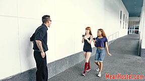 Man, this gagging redhead teen gets banged hard in rough bondage action with choking and deepthroat domination