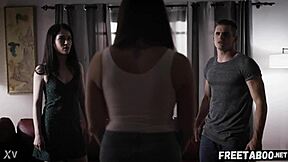 Imagine Twisted Stepsiblings Passing Around Milf Chanel Preston And Teen Evelyn Claire In Full Taboo Scene