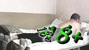 Beautiful Sexy Cute Sweet Brunette Teen Virgin Student Assol in Bedroom with Old Man Neighbor Doggystyle No Panties