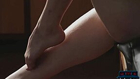 This tiny Russian teen blonde does a hot striptease in clothes that get ripped while posing with her shaved pussy