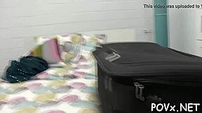 This sexy tiny teen dives into hardcore POV sucking and fucking action.