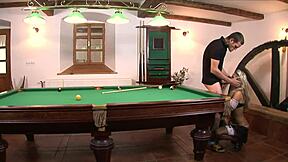 Teen in lingerie gives blowjob and handjob before riding shaved pussy on big cock to facial cumshot