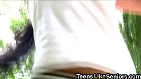 uh oh this petite brunette teen gets bent over for doggystyle fucking and blowjob in hardcore retro scene with shaved pussy licking