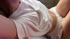 While stepdaughter ate, I stared at her big nipples then massaged her skinny ass and small tits