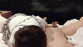 Oh it feels too good can't stop shaking hips in schoolgirl uniform cowgirl